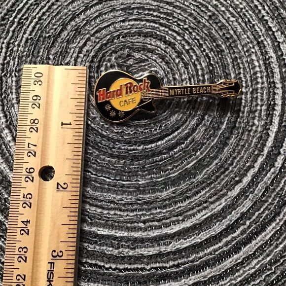 Hard Rock Café Myrtle Beach US Pin 1990s Black Les Paul Guitar Red Letter - Picture 7 of 7